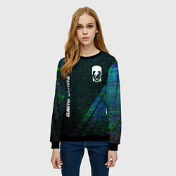 Свитшот женский David Bowie glitch blue, цвет: 3D-черный — фото 2
