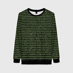 Свитшот женский Лесной зелёный полосатый, цвет: 3D-черный