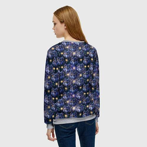 Женский свитшот Волчий стиль дизайн с мордами волков / 3D-Меланж – фото 4