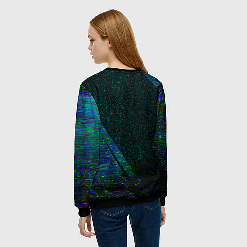 Женский свитшот Led Zeppelin glitch blue / 3D-Черный – фото 4
