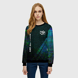 Свитшот женский Led Zeppelin glitch blue, цвет: 3D-черный — фото 2