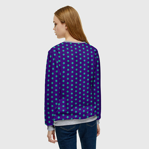 Женский свитшот Зеленые звезды паттерн / 3D-Меланж – фото 4
