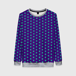 Свитшот женский Зеленые звезды паттерн, цвет: 3D-меланж