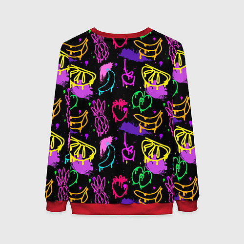 Женский свитшот Фруктовое граффити паттерн / 3D-Красный – фото 2