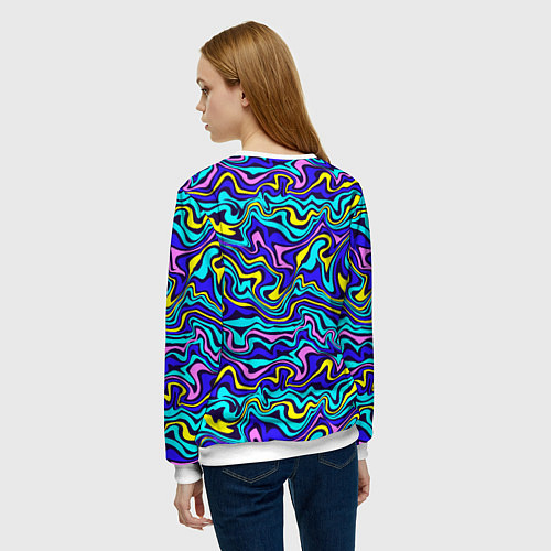 Женский свитшот Psychedelic multicolored pattern / 3D-Белый – фото 4