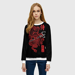 Свитшот женский Дракон с катаной - кодекс самурая, цвет: 3D-белый — фото 2