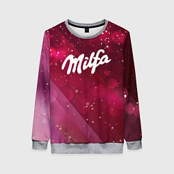 Свитшот женский Milfa надпись в стиле шоколадки Milka, цвет: 3D-меланж