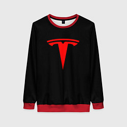 Свитшот женский Tesla red logo, цвет: 3D-красный