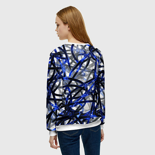 Женский свитшот Синие энергетические кабели / 3D-Белый – фото 4