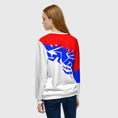 Женский свитшот Россия- астрактивный триколор / 3D-Белый – фото 4