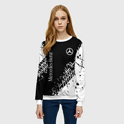 Свитшот женский Мерседес: следы от шин, цвет: 3D-белый — фото 2