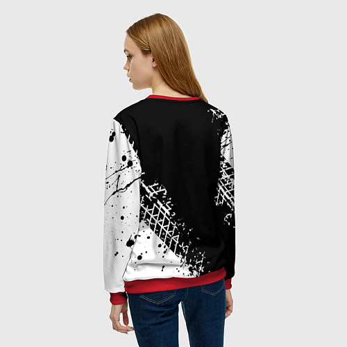 Женский свитшот Сузуки: следы от шин / 3D-Красный – фото 4