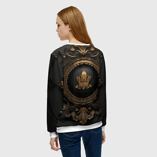 Женский свитшот Классические золотые узоры и корона / 3D-Белый – фото 4