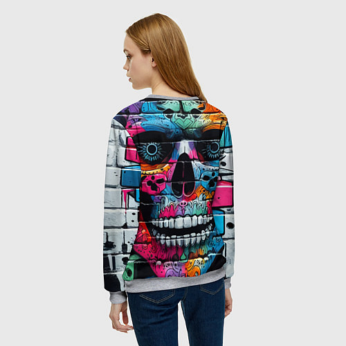 Женский свитшот Crazy color skull - graffiti / 3D-Меланж – фото 4