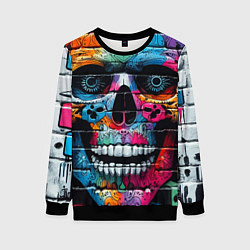 Свитшот женский Crazy color skull - graffiti, цвет: 3D-черный