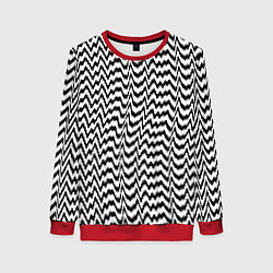 Свитшот женский Черно-белые кривые, цвет: 3D-красный