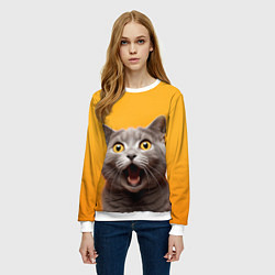 Свитшот женский Удивленный кот, цвет: 3D-белый — фото 2