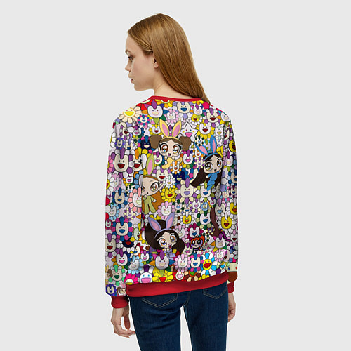 Женский свитшот Right now NewJeans and Takashi Murakami / 3D-Красный – фото 4