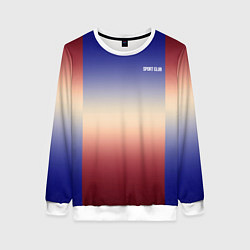 Свитшот женский Красный-синий градиентный узор, цвет: 3D-белый
