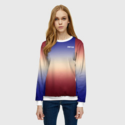 Свитшот женский Красный-синий градиентный узор, цвет: 3D-белый — фото 2