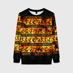 Свитшот женский Кокопелли - танцы в огне, цвет: 3D-черный