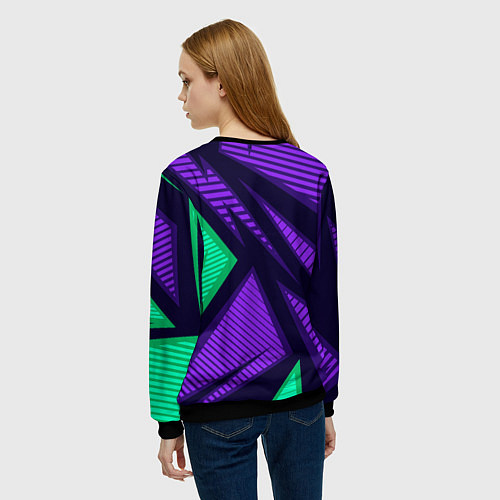 Женский свитшот Абстрактный узор с геометрической концепцией / 3D-Черный – фото 4