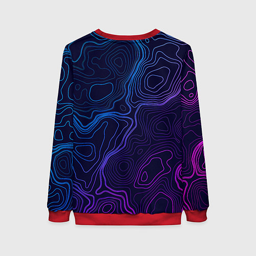 Женский свитшот Абстрактная топографическая карта / 3D-Красный – фото 2