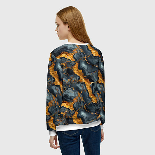 Женский свитшот Золотой мрамор / 3D-Белый – фото 4