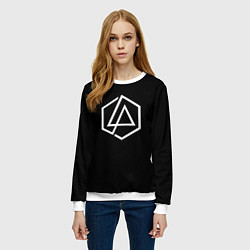 Свитшот женский Linkin park logo white, цвет: 3D-белый — фото 2