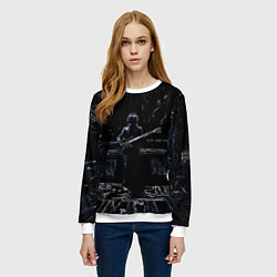 Свитшот женский Разноцветный силуэт музыканта, цвет: 3D-белый — фото 2