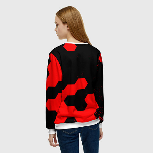 Женский свитшот Герб РФ спортивный стиль соты / 3D-Белый – фото 4
