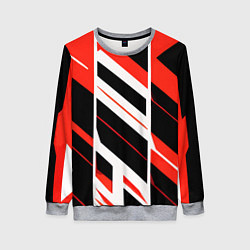 Свитшот женский Black and red stripes on a white background, цвет: 3D-меланж