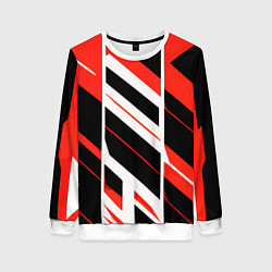 Свитшот женский Black and red stripes on a white background, цвет: 3D-белый