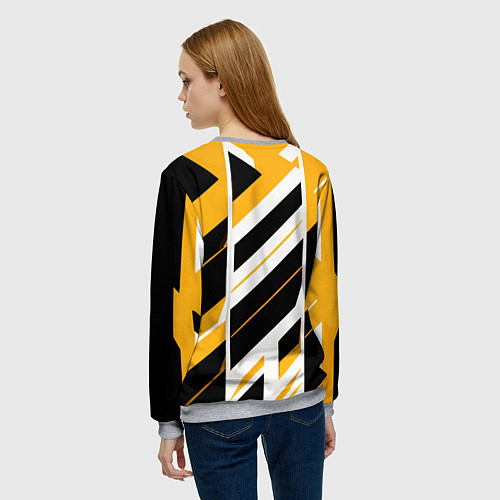 Женский свитшот Black and yellow stripes on a white background / 3D-Меланж – фото 4