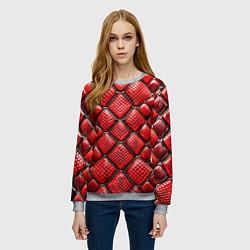 Свитшот женский Змеиная объемная текстурная красная кожа, цвет: 3D-меланж — фото 2