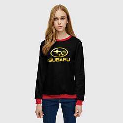 Свитшот женский Subaru logo yellow, цвет: 3D-красный — фото 2