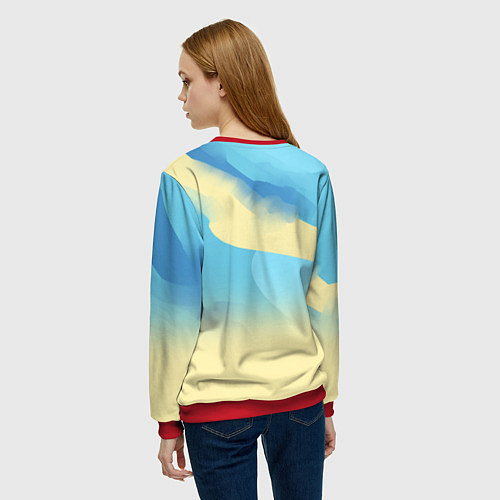 Женский свитшот Медведь на мотоцикле - байкер / 3D-Красный – фото 4