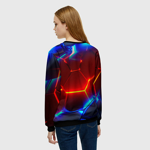 Женский свитшот Красные плиты с ярким светом / 3D-Черный – фото 4