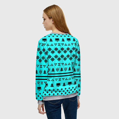 Женский свитшот Ведьмак зимний паттерн / 3D-Меланж – фото 4