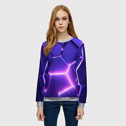 Свитшот женский Фиолетовые плиты с розовым свечением, цвет: 3D-меланж — фото 2