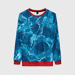 Свитшот женский Текстура океана, цвет: 3D-красный