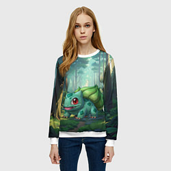 Свитшот женский Bulbasaur pokemon, цвет: 3D-белый — фото 2