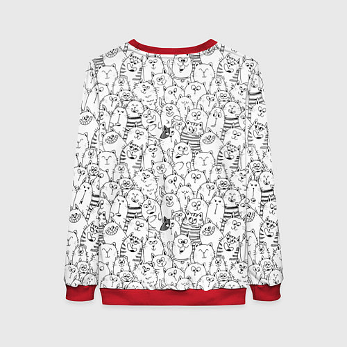 Женский свитшот Румяная киска и серые коты / 3D-Красный – фото 2