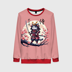 Свитшот женский Kitten samurai - bushido ai art, цвет: 3D-красный