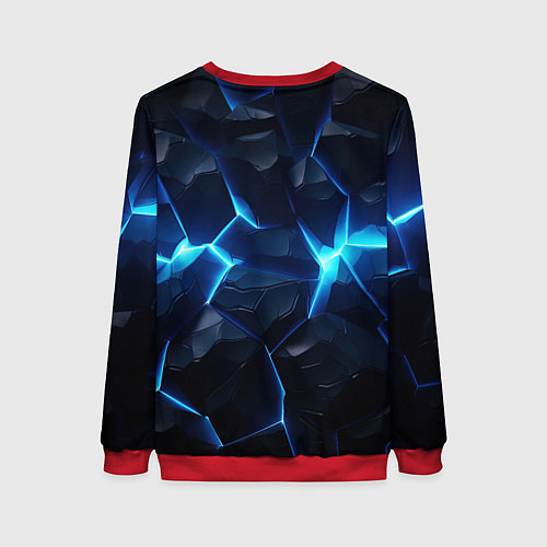 Женский свитшот Пикачу панк на фоне синего разлома / 3D-Красный – фото 2