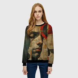 Свитшот женский Мужское лицо в перспективе, цвет: 3D-черный — фото 2