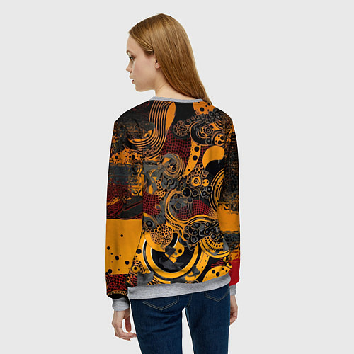 Женский свитшот Внеземной паттерн с пришельцем / 3D-Меланж – фото 4
