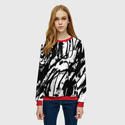 Свитшот женский Чёрно-белая абстракция: нейросеть, цвет: 3D-красный — фото 2