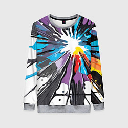 Свитшот женский Кляксы краски - абстракция, цвет: 3D-меланж