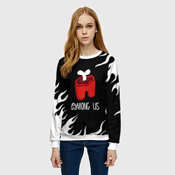 Свитшот женский Among us fire game, цвет: 3D-белый — фото 2